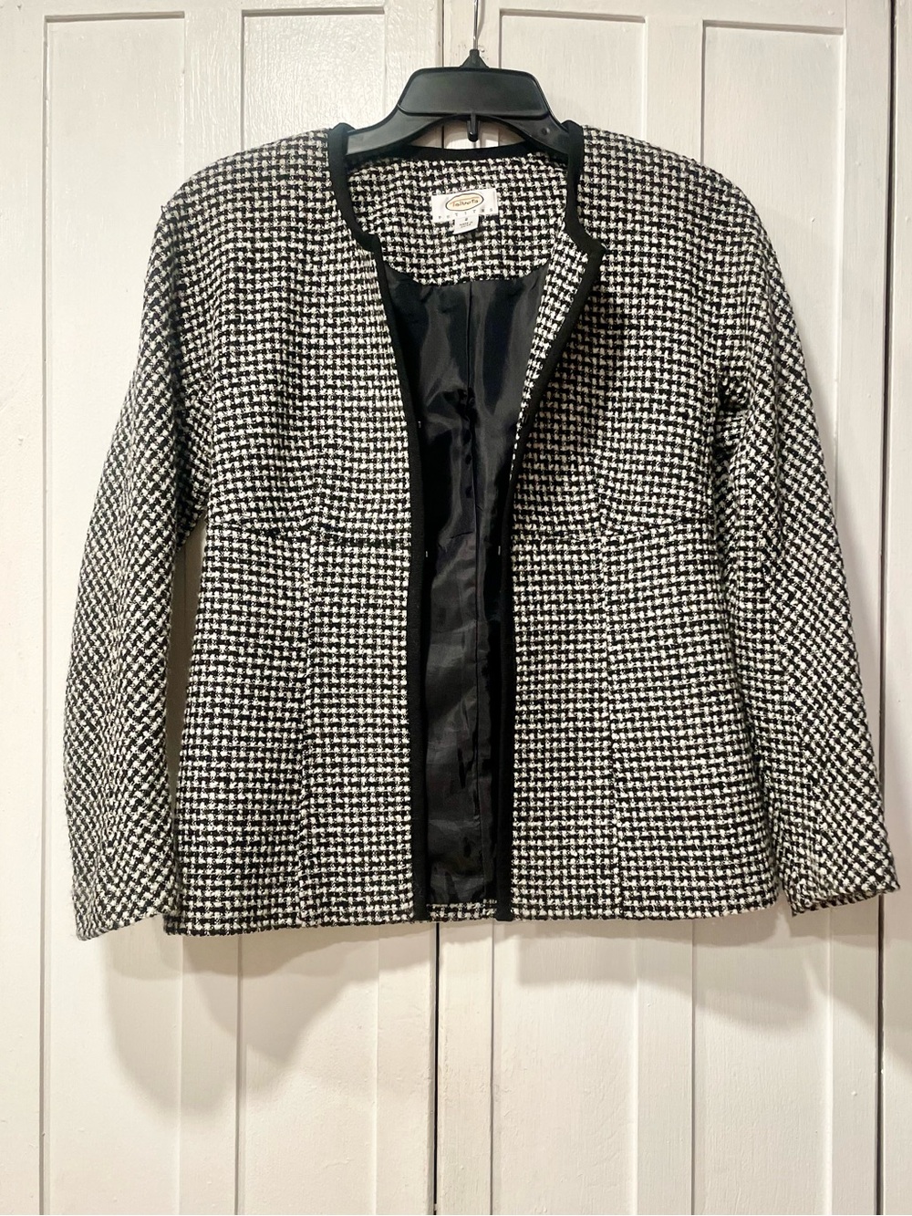 Talbots Petite Houndstooth Wool Blend Fully Lined Jacket Size 2P